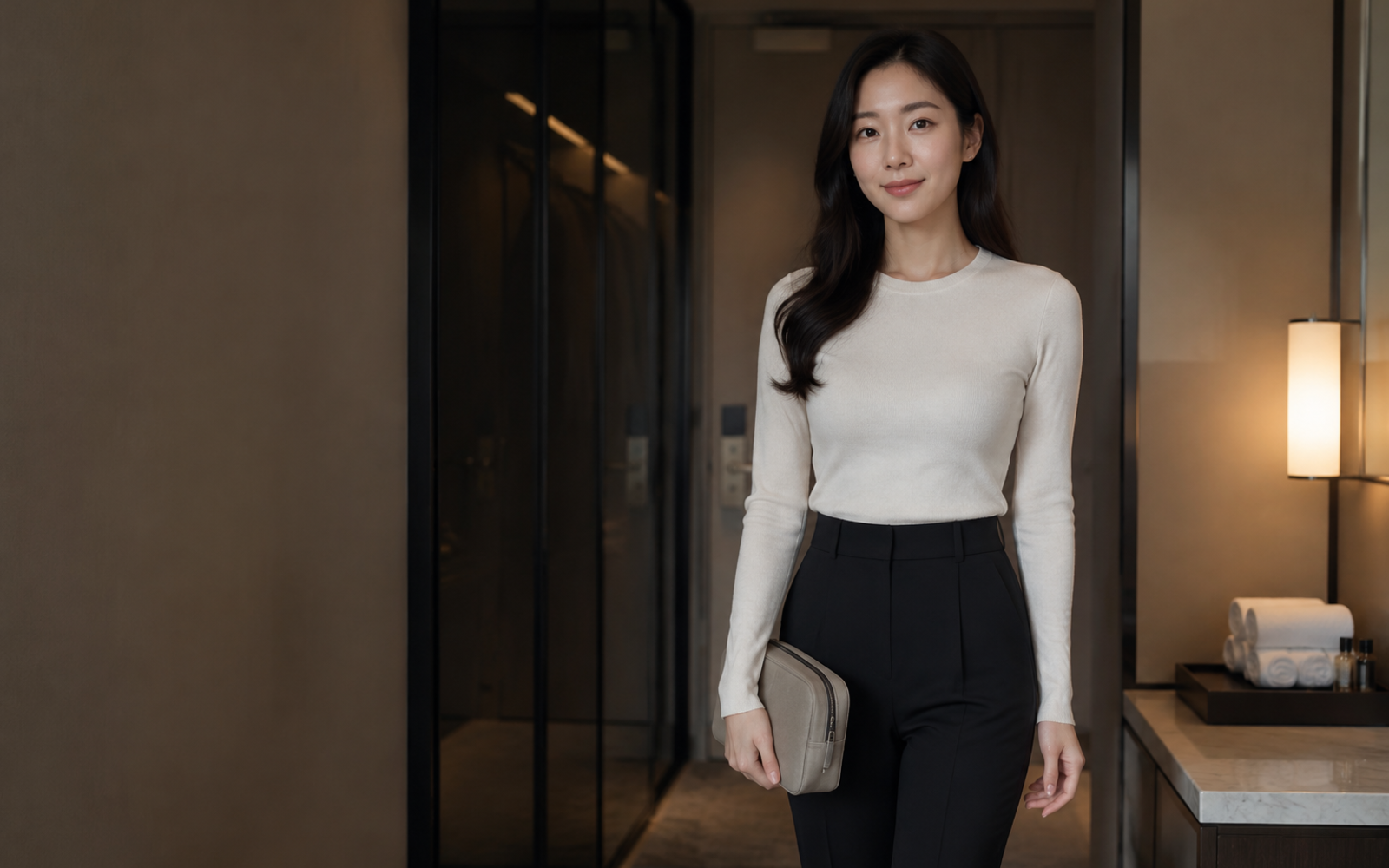 서울 도봉구 방문 홈케어를 안내하는 젊은 성인 한국 여성 관리사